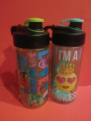 Cool Gear Kids Water Bottle 16 Oz BPA Free * MEOW CATS & EMOJI PRINCESS*NEW* - Image 1 of 4
