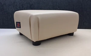 Footstool / Pouffe / Small Stool / Ottoman / Cream / Faux Leather. - Picture 1 of 21