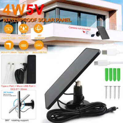 Solar Panel Charger Ring Spotlight Stick Up Camera Doorbell Solar Charger DC/USB