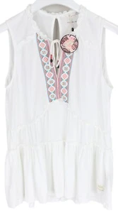Odd Molly Love Chimes Top T-Shirt Damen M Ärmellos Bestickt Weiß - Imagen 1 de 5