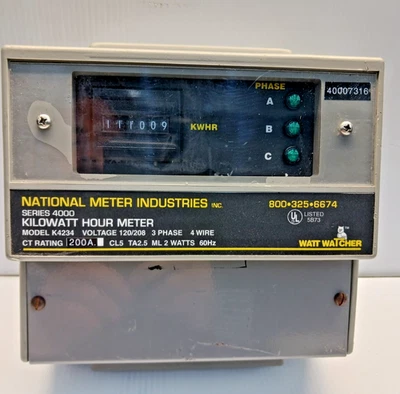National Meter Industries K4234 Kilowatt Hour Meter KW/HR Series 4000 - Image 1 of 4