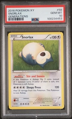 2016 POKEMON XY GENERATIONS #58 SNORLAX PSA 10 POP 2 - Image 1 of 3