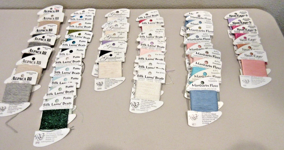 Lot of 47 Rainbow Gallery Needlepoint Thread-SILK LAME BRAID,NEON RAYS,GRANDEUR+ - Image 1 of 4