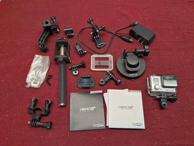 GoPro Hero 3 Plus Lot Used with Accessories  Mounts And Case Untested As Found - Image 1 of 4