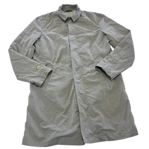Theory Coat Mens Medium Gray Perkin Mac Car Coat Cotton Nylon Lined Single Vent - Picture 1 of 7
