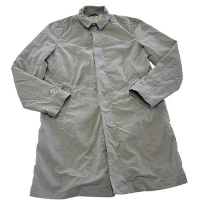 Theory Coat Mens Medium Gray Perkin Mac Car Coat Cotton Nylon Lined Single Vent - Image 1 of 4