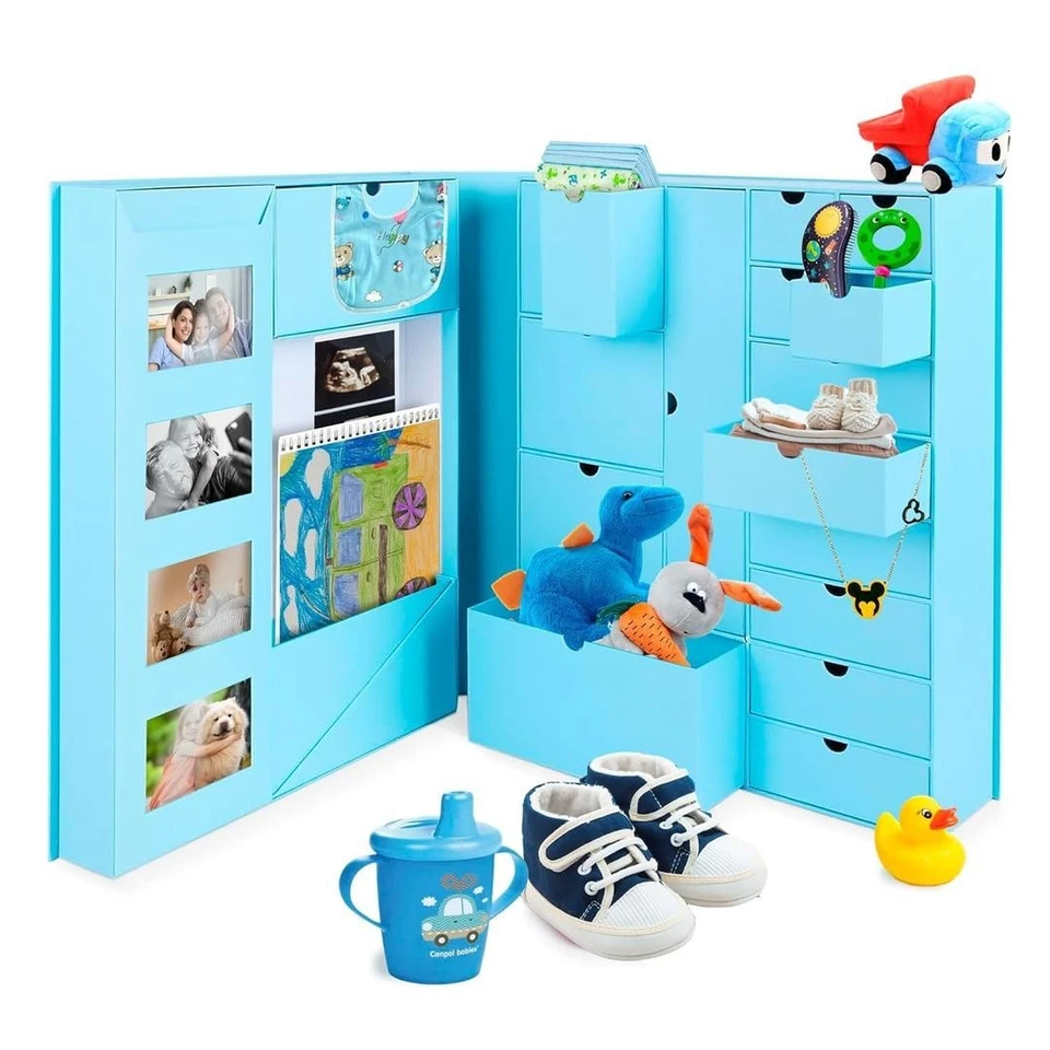 Синий сувенир коробка памяти - Baby мальчика устроитель хранения подарочный набор первый год коробка  - Изображение 1 из 3
