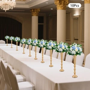 10* Countertop Flower Stand Gold Iron Wedding Flower Vases Table Decoration - Picture 1 of 17