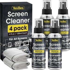 Screen Cleaner Spray 16Oz (4Oz X 4 Pack) - TV & Computer Screen Cleaner with 2 M - Picture 1 of 7