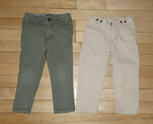 2 Pairs Toddler Boys OshKosh B'Gosh Pants Size 2T Adjustable Waist Green Khaki - Picture 1 of 3