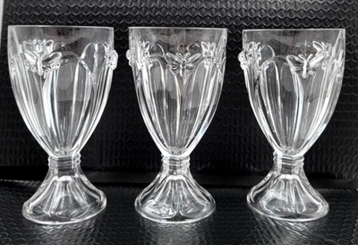 Lenox Butterfly Meadow Wine Glasses 6 7/8" All Purpose Floral Butterfly Set of 3 - Image 1 of 4