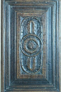 Ancien panneaux gothique en bois sculpté haute époque chêne médiéval - Photo 1/7