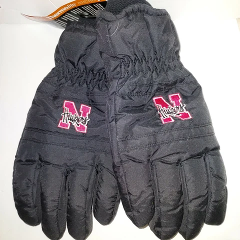 Nebraska State Huskers Logo Ski Fleece Gloves, NCAA, Black, M/L Cover