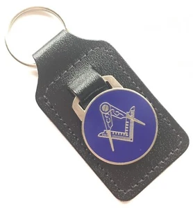 Square and Compasses No G Masonic Order Enamel Crested Key Ring - Picture 1 of 2