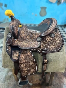 Leder Wade Tree A Gabel Western Roping Ranch Pferd Sattel Tack Set 10"-18" Sitz - Bild 1 von 7