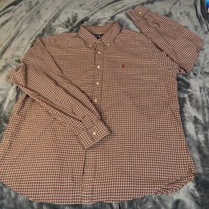 Polo Ralph Lauren Performance Classic Fit Shirt Mens XXL Red Black Plaid Button - Picture 1 of 8