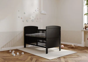 New Large REGGIE 3 in 1 Baby Black Cot Bed – optional Fibre Mattress 140x70x10cm - Picture 1 of 9