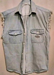 Mens' Causal Jacket Denim Vest Jean Coat Cool Collar Sleeveless Shirt Biker - Picture 1 of 6
