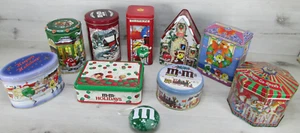 Lote de latas y otras latas M&M Christmas Village Series ~ Total de 10 latas años 90/2000 - Imagen 1 de 12