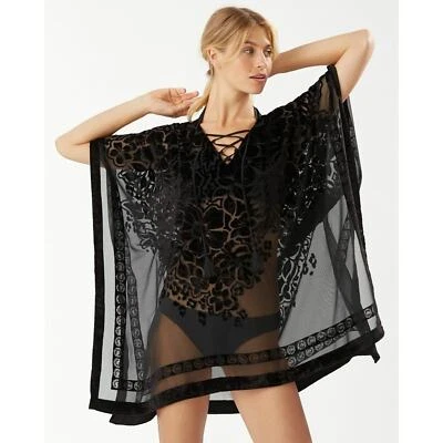 Tommy Bahama Traje de Baño Cubrir Vestido Floral Cubrir L/XL Negro NUEVO Foto 1 de 4