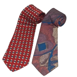 Men's Neck Ties Lot of 2 Surrey abstract and NEO Bill Blass red geometric - Picture 1 of 8