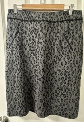 Saia Carole Little Feminina Cinza Lápis Reto Estampa Animal Fenda Carreira Tamanho 10 - Imagem 1 de 3