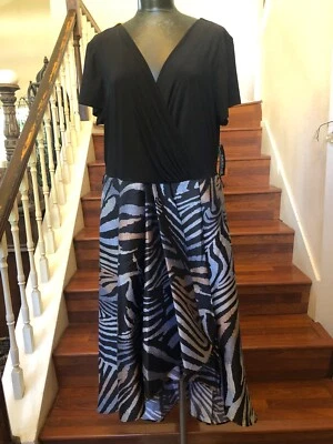 Top R&M Richards Para Mujer Talla 20W Negro/Gris Manga Corta Imitación Envolvente Nuevo con Etiquetas Fiesta Foto 1 de 4