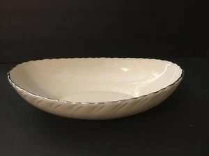 Lenox Weatherly Oval Vegetable Serving Bowl 9 1/2” VTG Cream Swirled ~ Platinum - Picture 1 of 6