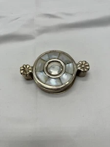 Vintage Mother Of Pearl Inlay Silver Folding Magnifying Glass - Picture 1 of 4