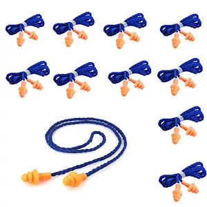 20 Pairs Soft Silicone Corded Ear Plugs Reusable Travel Sleep Noise Earplugs - Picture 1 of 5