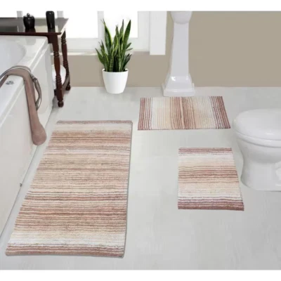 100% Cotton Gradiation Collection Machine Washable 3-Pcs Set with Runner, Beige - Image 1 of 4
