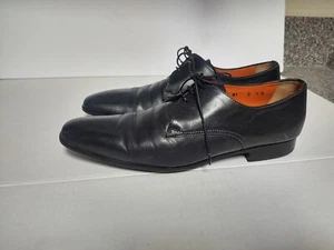 Santoni Caoutchouc Black Leather Derby Men's Dress Shoes Made in Italy Size 9.5 - Picture 1 of 12