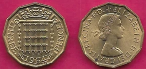GREAT BRITAIN 3 PENCE 1964 1st PORTRAIT WITHOUT BRITT:OMN YOUNG LAUREATE PORTRAI - Bild 1 von 1