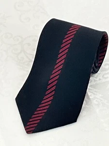Pancaldi For Marek Black & Red Diagonal Striped Silk Tie Made In Italy #1181 - Picture 1 of 5