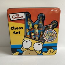 THE SIMPSONS Complete 3D CHESS SET IN COLLECTORS TIN by Cardinal LIKE NEW