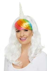 Damen Einhorn Perücke Weiß Lockig Mythisches Wesen Perücke Damen Kostüm - Bild 1 von 1