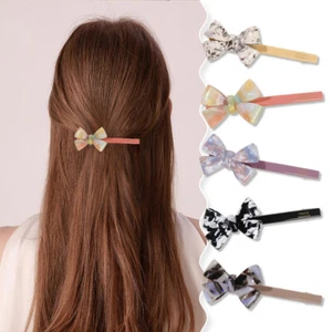 10CM Acetic Acid Bow Hair Clip Acetate Bowknot Hairpins Side Clip 1PCS Sweet - Picture 1 of 21