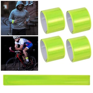 4 Reflective Snap Bands Running Gear Adjustable Arm Wrist Ankle Leg Safety Night - Picture 1 of 1