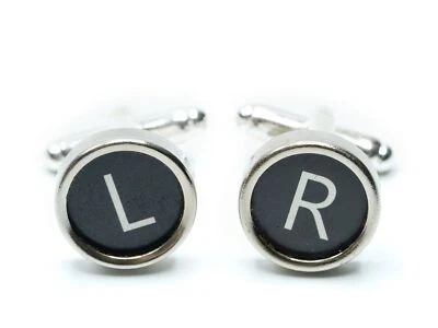 Gemelos derecho izquierdo miniblings teclas antiguas para máquina de escribir negras Foto 1 de 4