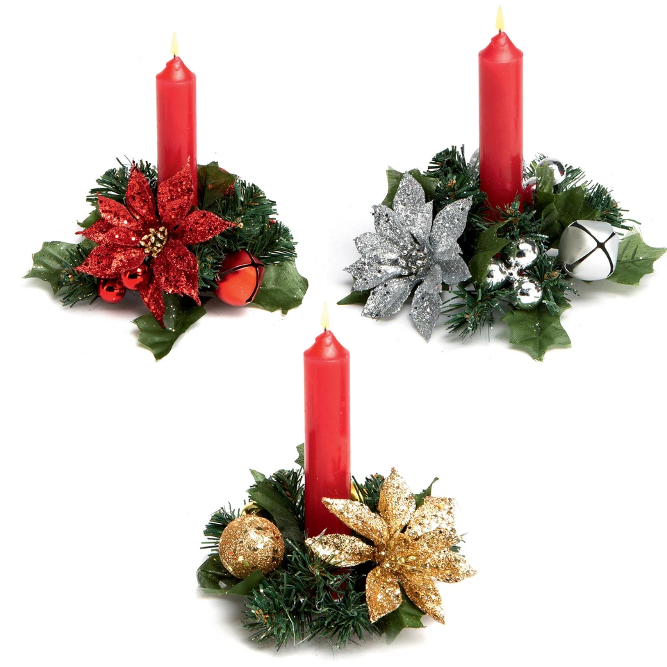 PREMIER Weihnachtsstern 13 cm Kerzenring Tisch Mittelstück - Farbe wählbar