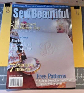 2001 Mar-Apr Sew Beautiful-#75-Martha Pullen-Patterns-EMB-Smocking-Pgs.107-VG-FS - Picture 1 of 18