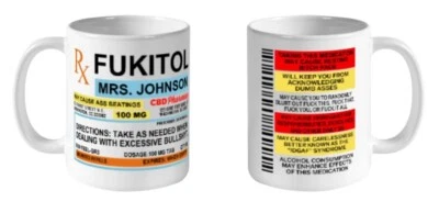 Fukitol Rx Prescription Funny Mug, Personalized Coffee Mug, Retirement Gift