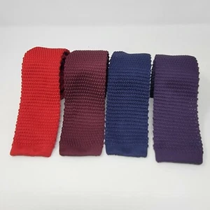 ZENIO Slim Microfiber Knit Handmade Ties - Red, Maroon, Blue, Purple Neckties - Picture 1 of 17