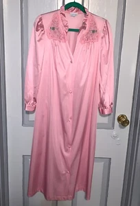 Vintage LORRAINE USA Nightgown/Robe Nightgown Pink Semi-Sheer Lace Small - Picture 1 of 8