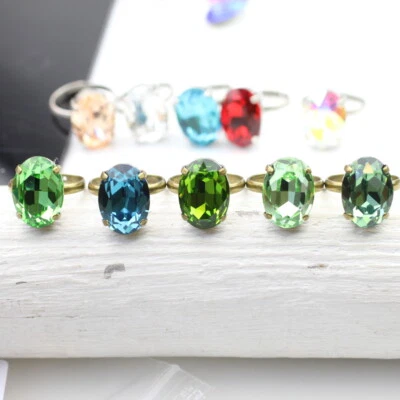 Cocktail Ring Mit Swarovski-Kristalle, Efsa Kristalle Oval Ring 18 mm glitzer - Bild 1 von 4