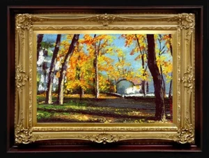 Oil Painting Handmade Arseni ~ GOLDEN AUTUMN 6" X 4" NO FRAME USA - Picture 1 of 11