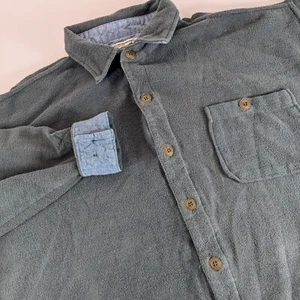 Vintage Kanata Outfitter Men's L Long Sleeve Green Flip Cuff Terry Cotton Shirt - Picture 1 of 9