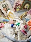 Vintage Shabby Cottage Lace Flowers Buttons Beads Sewing Ephemera Mix Lot 