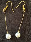  Pearl & Gilt Sterling Silver  Dangle Earrings, Vintage