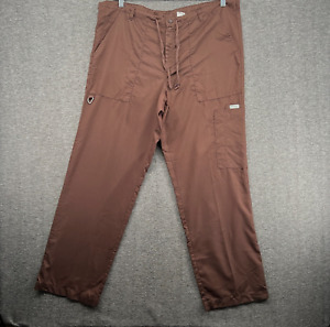 Grey's Anatomy Scrub Pants Mens Large Brown 6-Pocket Drawstring Cargo Solid 0203